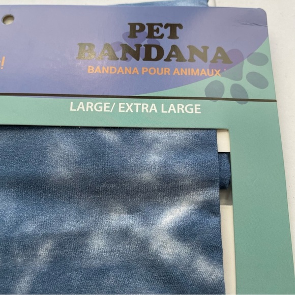 NWT Blended Dog Bandana 2-Pack L/XL Blue & Blue-White Tie Dye Pet Scarves 30x15 - Picture 5 of 6